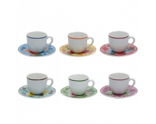  Rose & Tulipani Set 6 Tazze Caffè Colori Assortiti - Aloha